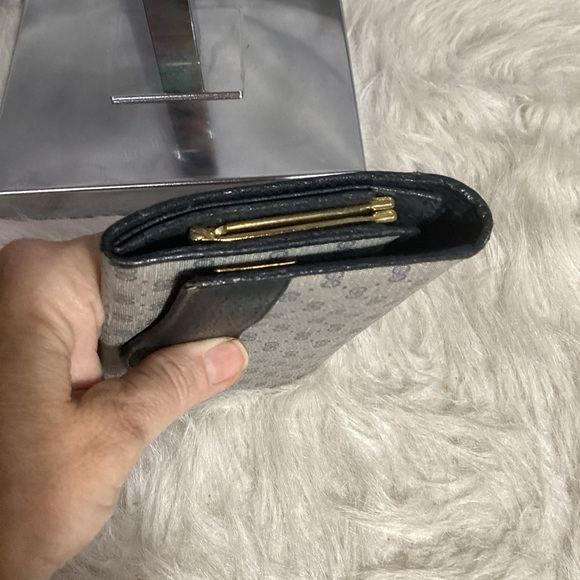 Vintage Gucci 035 64 0461 Micro GG Logo Canvas/ Leather Long Wallet - Picture 6 of 13